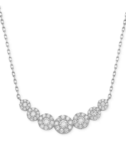 Stunning 3/4 Ct. T.W. Diamond Multi Halo Collar Necklace with 16" + 2" Extender