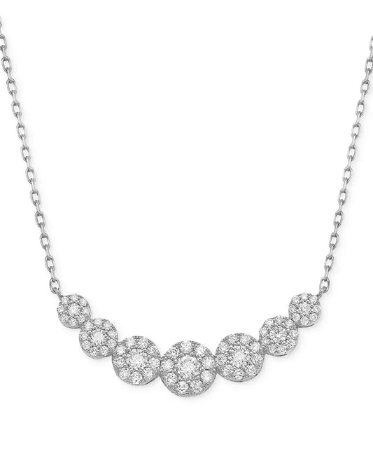 Stunning 3/4 Ct. T.W. Diamond Multi Halo Collar Necklace with 16