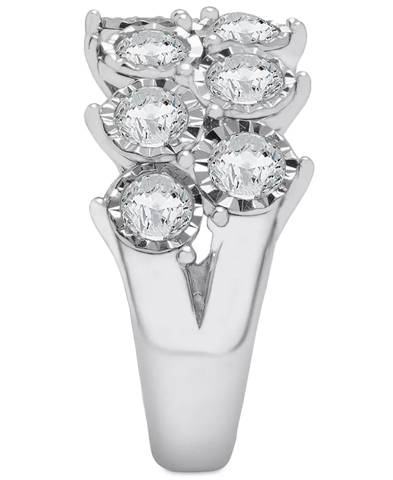 Stunning 2 Ct. Diamond Double Row Miracle Plate Band in 14K White Gold