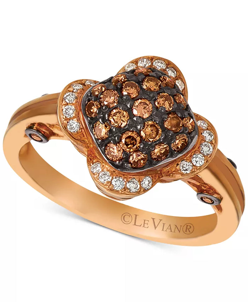 Stunning Chocolatier® 1/2 Ct. T.W. Diamond Cluster Ring in Luxurious 14K Rose Gold