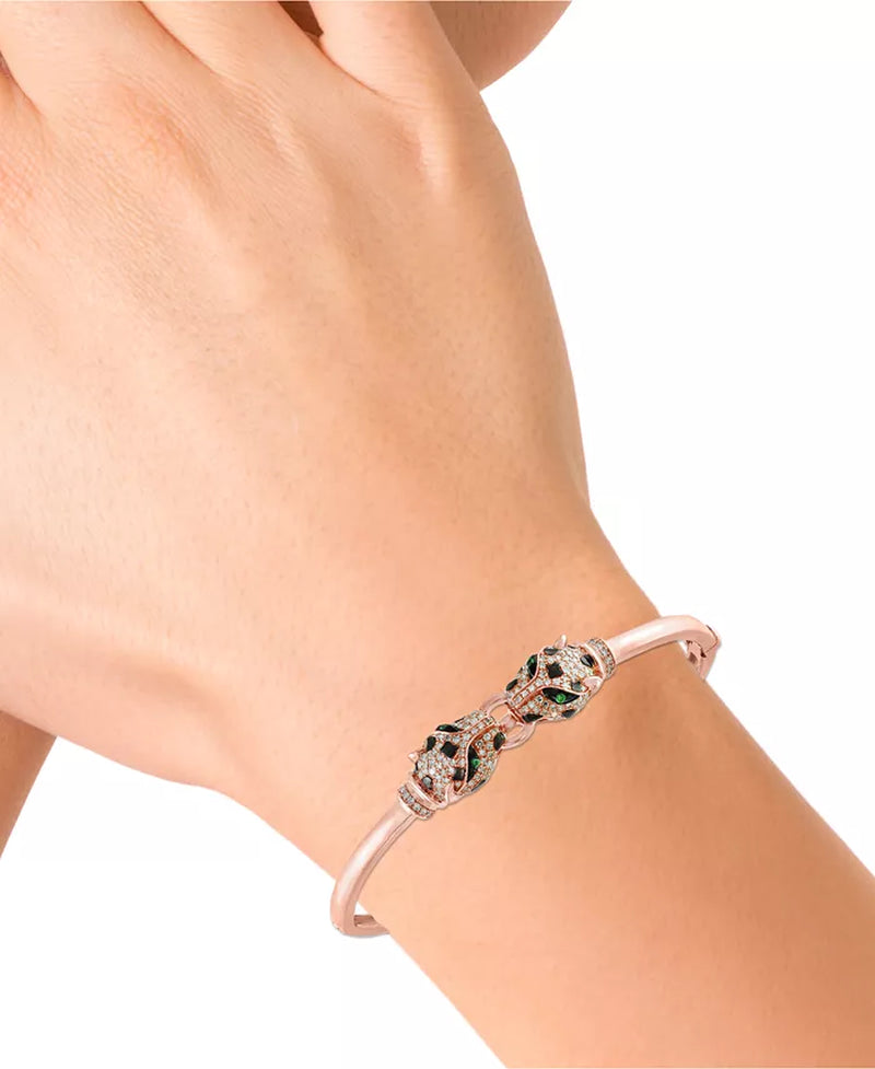 Stunning EFFY® 14K Rose Gold Bangle Bracelet with 3/4 Ct. T.W. Diamonds and Tsavorite Accents