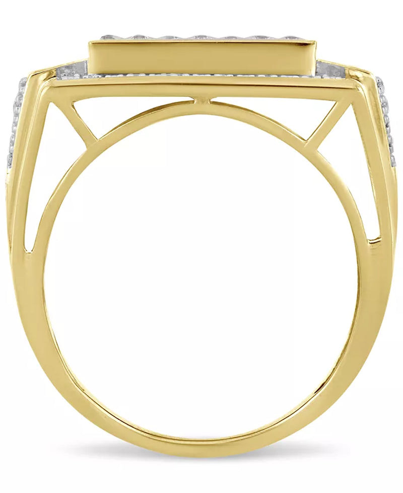 Stunning 1/2 Ct. T.W. Men's Diamond Statement Ring in Luxurious 10K Yellow Gold