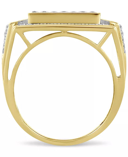 Stunning 1/2 Ct. T.W. Men's Diamond Statement Ring in Luxurious 10K Yellow Gold