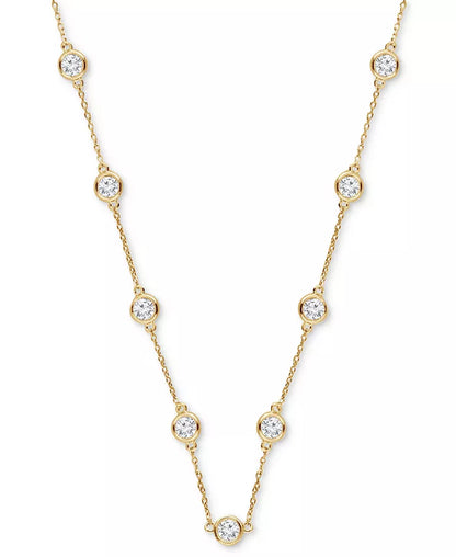 Stunning 6 Ct. Lab Grown Diamond Statement Necklace in 14K White or Yellow Gold with 18" + 4" Extender