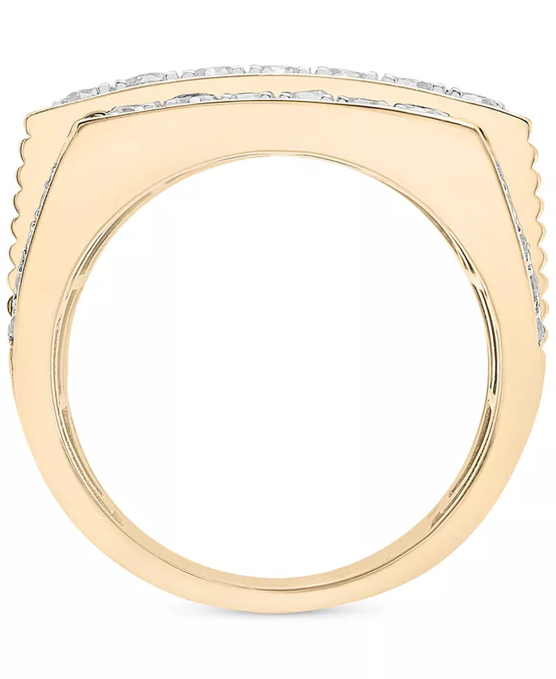 Stunning Men's 2 Ct. Diamond Multirow Cluster Ring in 10K Gold