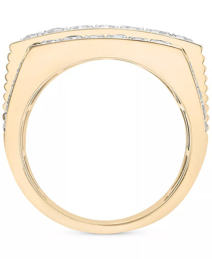 Stunning Men's 2 Ct. Diamond Multirow Cluster Ring in 10K Gold