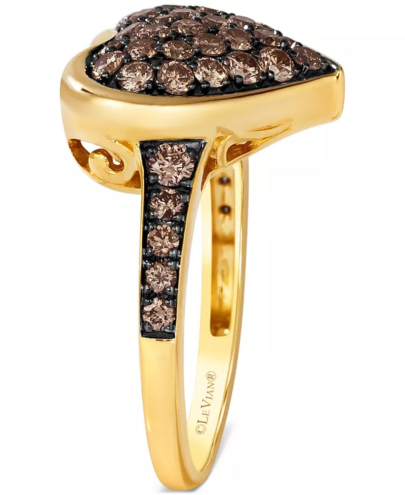 GODIVA x ® Luxurious Chocolate Diamond Heart Ring in 14K Gold (3/4 Ct. T.W.)