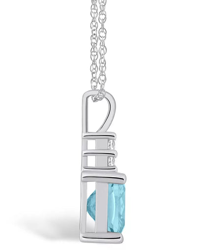 Stunning Aquamarine and Diamond Pendant Necklace in 14K White Gold - 2 Ct. T.W. Aquamarine, 1/10 Ct. T.W. Diamonds