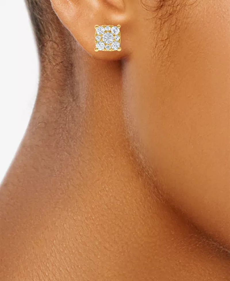 Stunning 2 Ct. T.W. Diamond Square Cluster Stud Earrings
