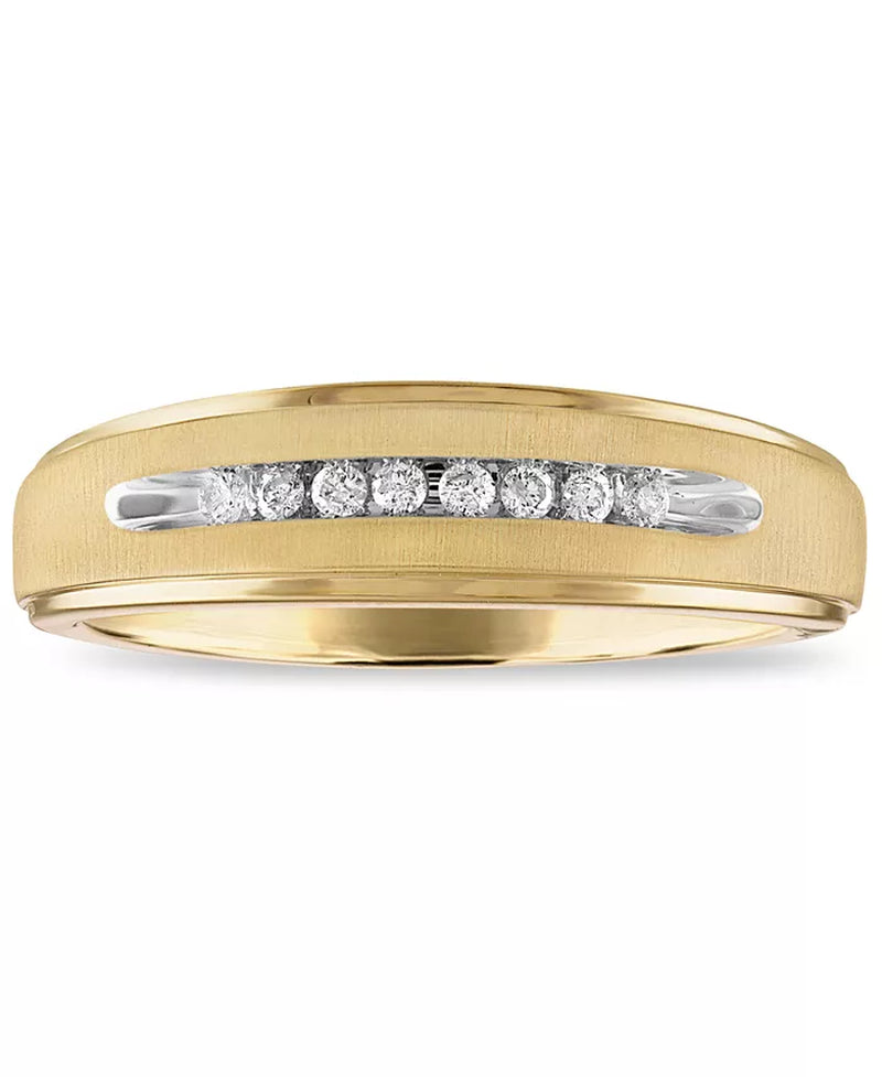 Stunning Men's Diamond Band in 10K Yellow or White Gold - 1/10 Ct. T.W.