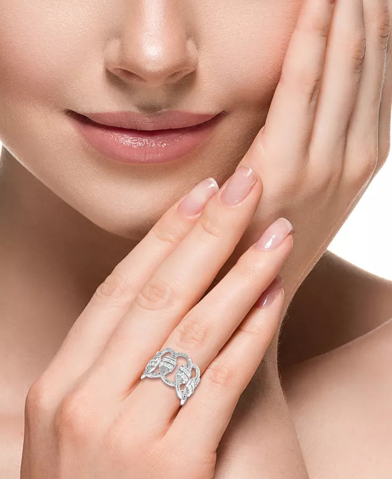 Stunning EFFY® 1-1/5 Ct. T.W. Diamond Interlocking Loop Ring in 14K White Gold