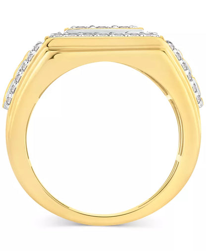 Stunning Men's 10K Gold Diamond Cluster Nugget Ring - 1.5 Ct. T.W.
