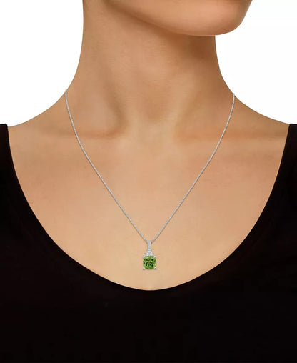 Stunning 14K White Gold Peridot and Diamond Pendant Necklace - 2-3/8 Ct. T.W. Peridot & 1/10 Ct. T.W. Diamonds