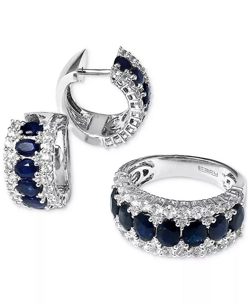 Stunning EFFY® 3.5 Ct. Blue & White Sapphire Ring with Diamond Accents in 14K White Gold - Available in Emerald and Pink Sapphire