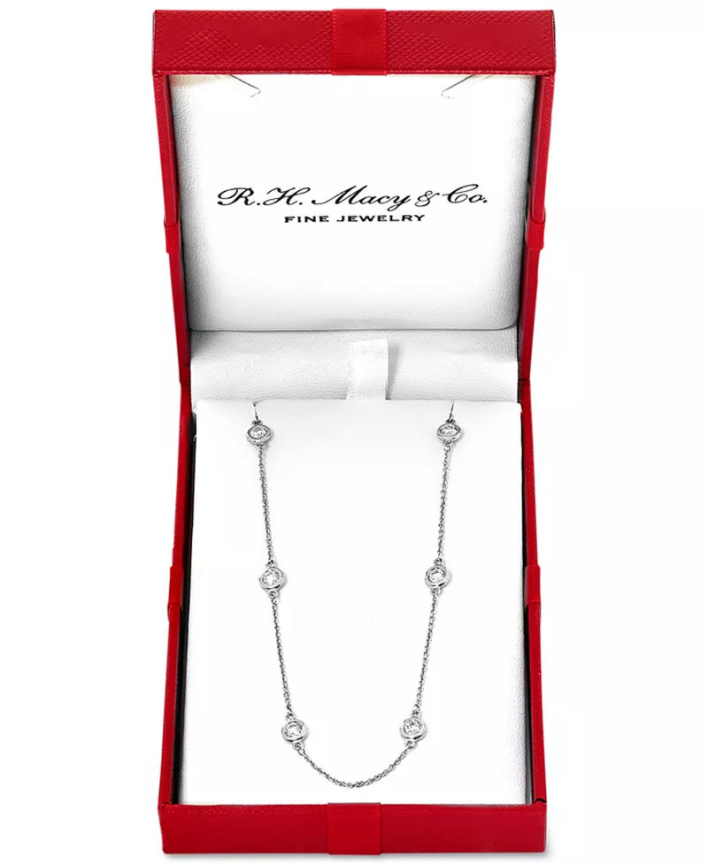 Stunning EFFY® 1 Ct. T.W. Diamond Bezel 20" Statement Necklace in Luxurious 14K White, Yellow, or Rose Gold