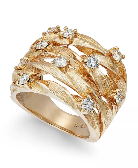 Stunning D'Oro by EFFY® 1 Ct. Diamond Woven Ring in Luxurious 14K Yellow Gold - Also Available in White Gold!