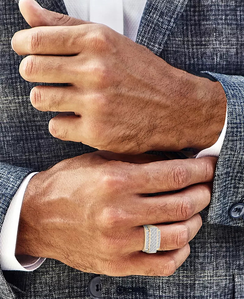 Stunning Men's 2 Ct. Diamond Multirow Cluster Ring in 10K Gold