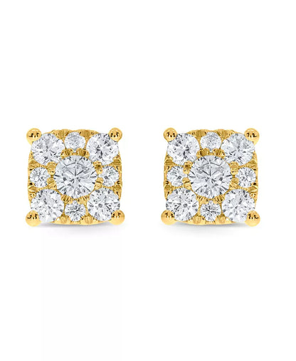 Stunning 2 Ct. T.W. Diamond Square Cluster Stud Earrings