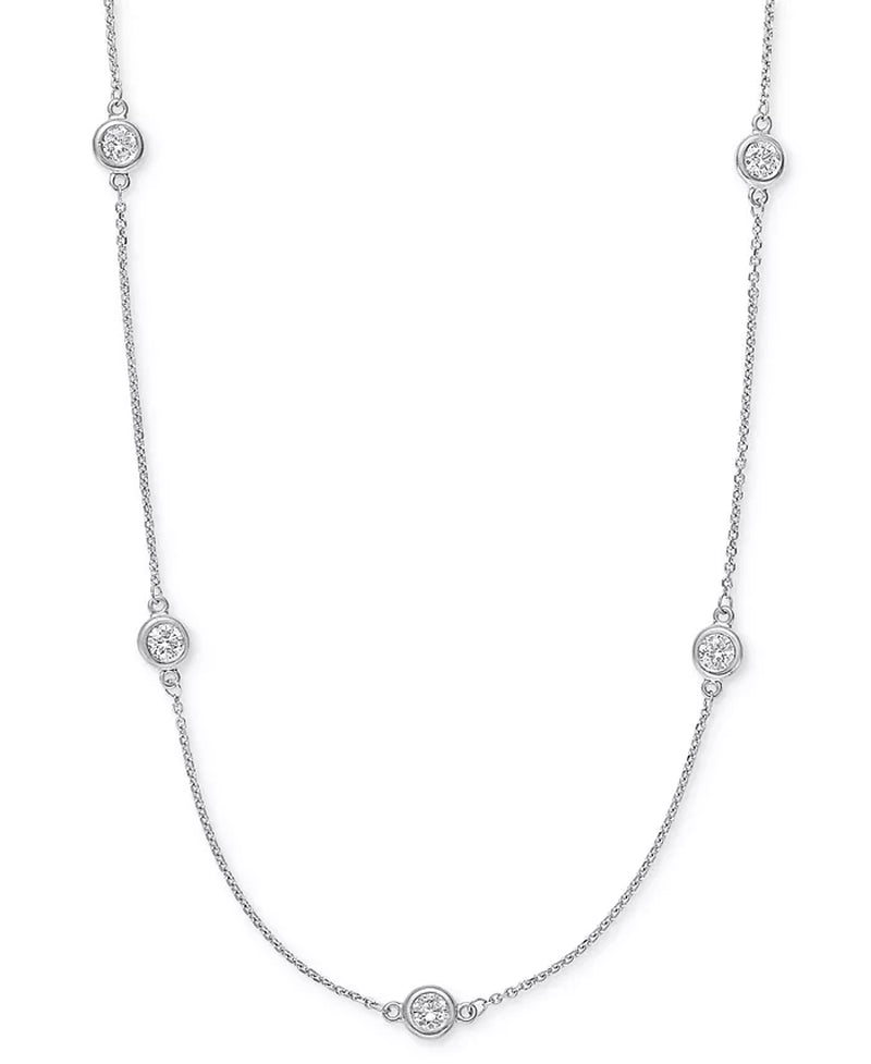 Stunning EFFY® 1 Ct. T.W. Diamond Bezel 20" Statement Necklace in Luxurious 14K White, Yellow, or Rose Gold