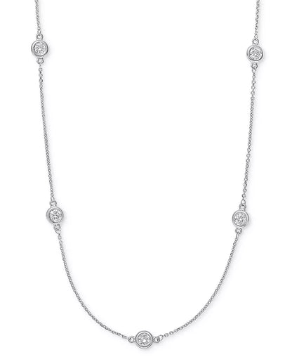 Stunning EFFY® 1 Ct. T.W. Diamond Bezel 20" Statement Necklace in Luxurious 14K White, Yellow, or Rose Gold