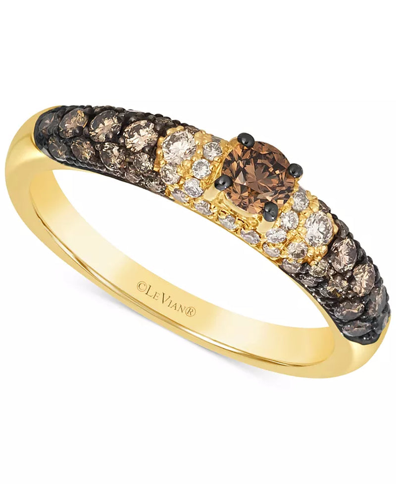 Stunning 14K Gold Chocolate Diamond & Nude Diamond Ring - 3/4 Ct. T.W.