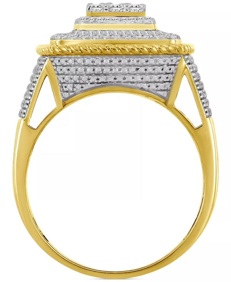 Stunning Men's 1 Ct. Diamond Statement Ring in 10K Yellow Gold