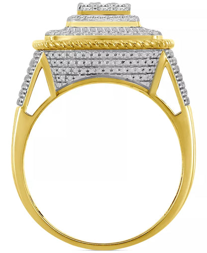 Stunning Men's 1 Ct. Diamond Statement Ring in 10K Yellow Gold