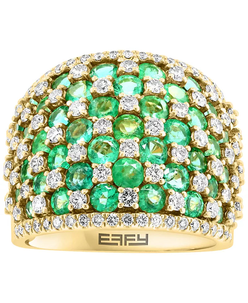 Stunning EFFY® 14K Gold Emerald & Diamond Statement Ring - 3.75 Ct. T.W. Emerald & 1.2 Ct. T.W. Diamonds