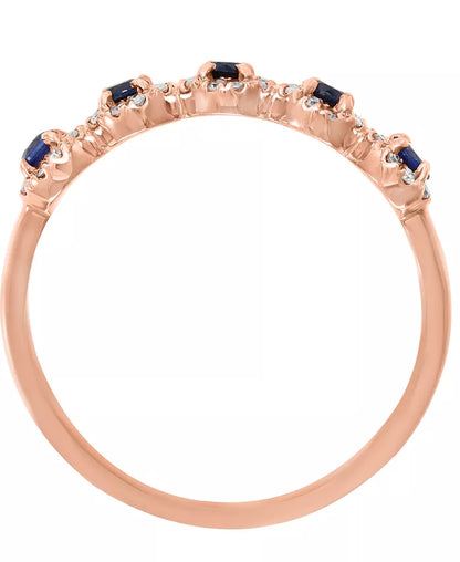 Stunning Sapphire & Diamond Cluster Band in Luxurious 14K Rose or White Gold