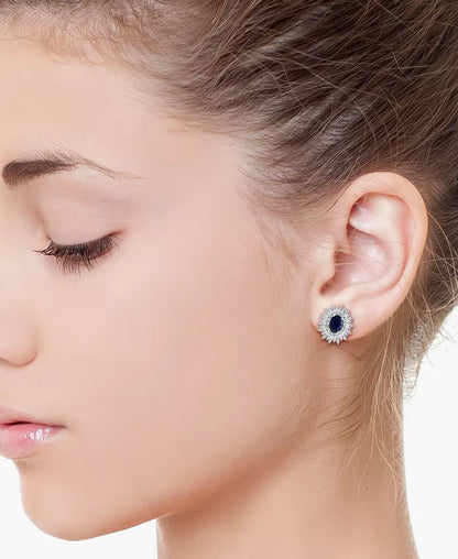 Stunning EFFY® 1/3 Ct. T.W. Sapphire & Diamond Stud Earrings in 14K White Gold - Also Available in Ruby and Emerald!