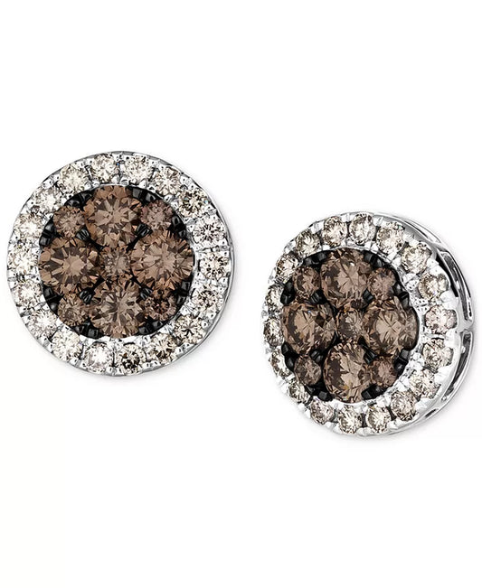 Stunning 1.5 Ct. Chocolate & 0.625 Ct. Nude Diamond Stud Earrings in Luxurious 14K Vanilla Gold