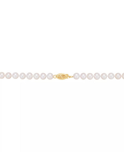 Elegant 17" 10K Gold Ribbon Necklace with Cultured Freshwater Pearls & 1/5 Ct. T.W. Diamonds