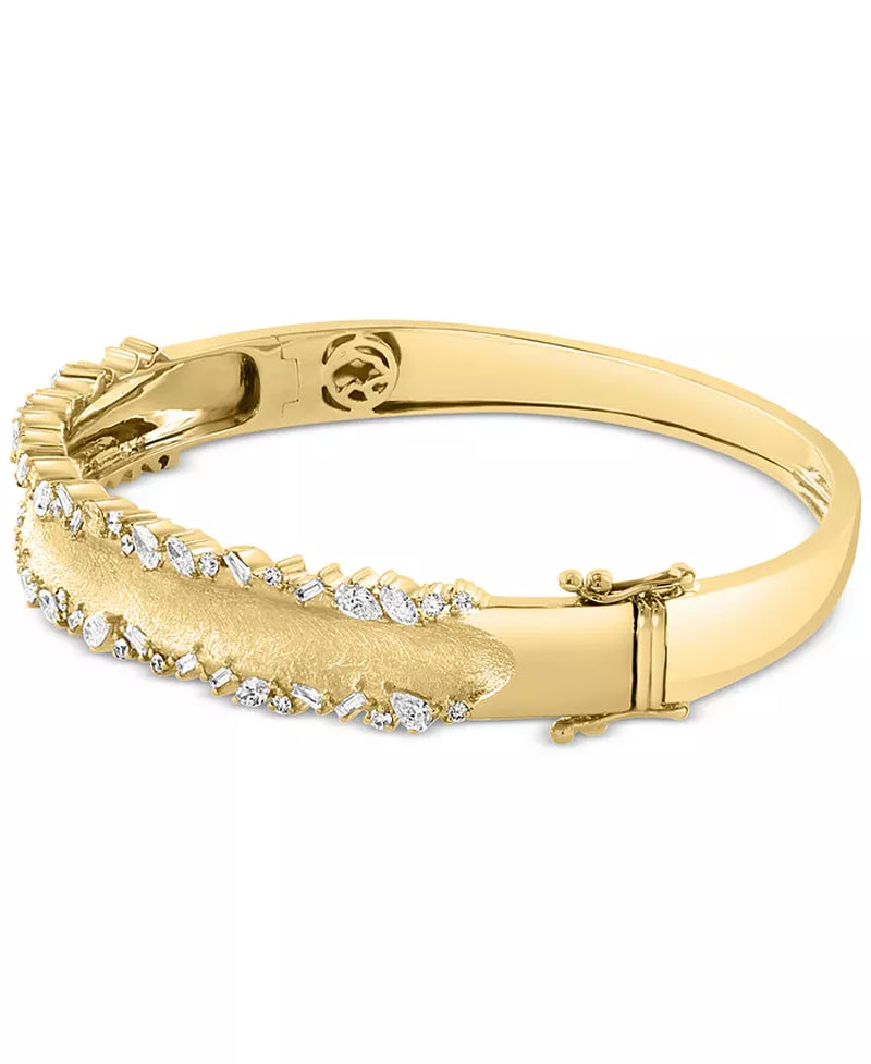 Stunning EFFY® 14K Gold Diamond Multi-Cut Bangle Bracelet - 1.20 Ct. T.W. of Elegance