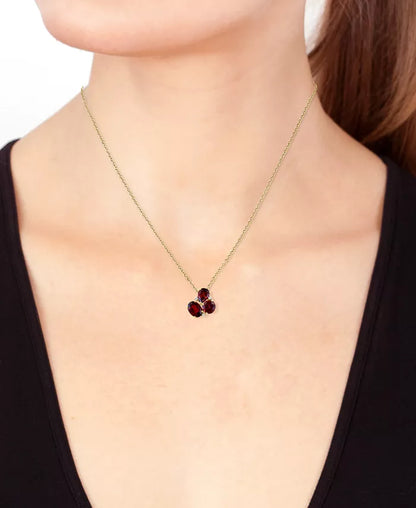 Stunning EFFY® 14K Gold Garnet & Diamond Cluster Pendant Necklace - 3-5/8 Ct. T.W.