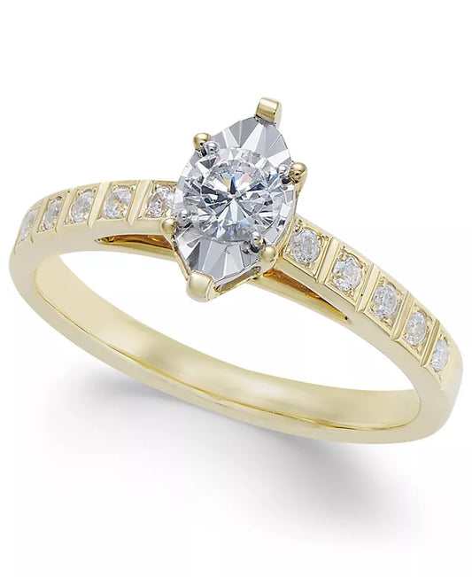 Stunning 14K Gold Marquise Diamond Engagement Ring - 3/8 Ct. T.W.