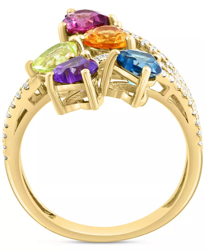 Stunning EFFY® Heart Statement Ring with Multi Gemstones & Diamonds in 14K Gold - 2-1/3 Ct. T.W.