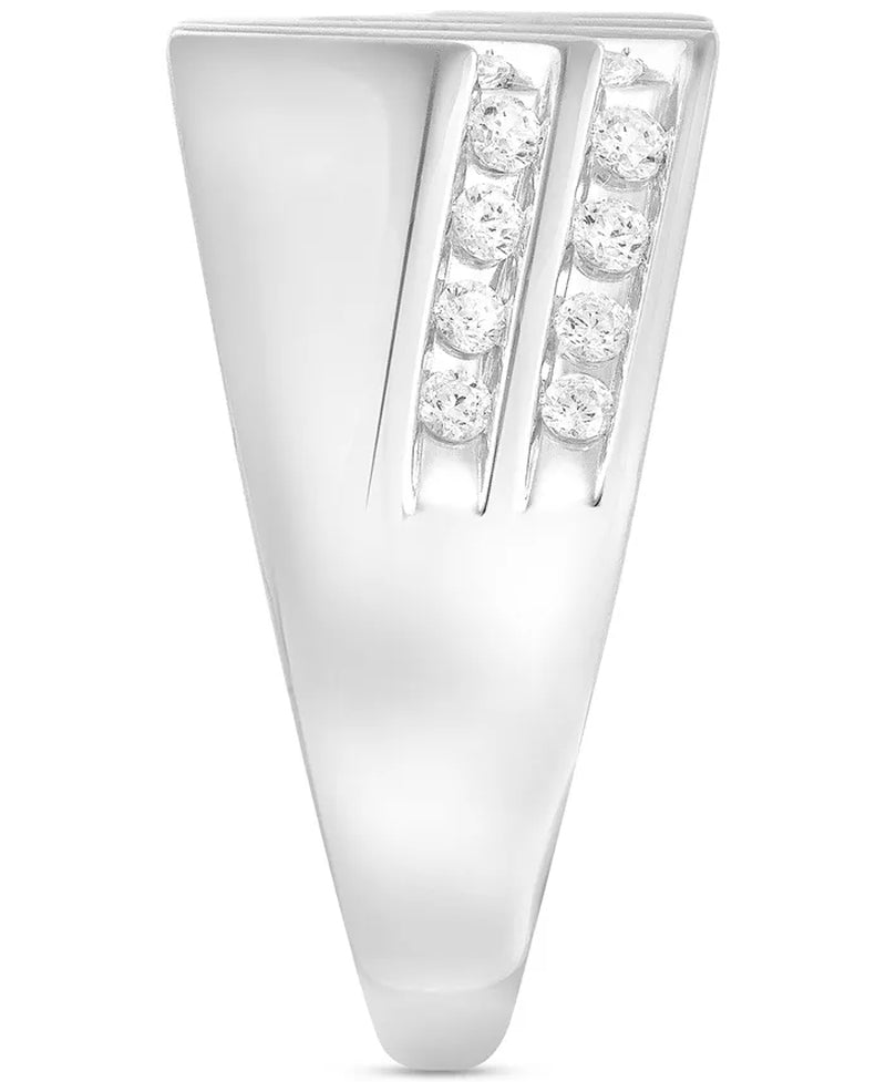 Stunning Men's 1 Ct. Diamond Diagonal Channel-Set Ring in 10K White, Yellow, or Rose Gold