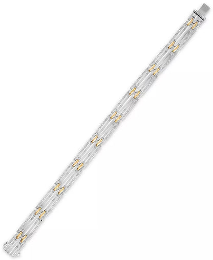 Stunning 1/5 Carat Diamond Men's Bracelet - 8.5" in 10K Gold & Sterling Silver