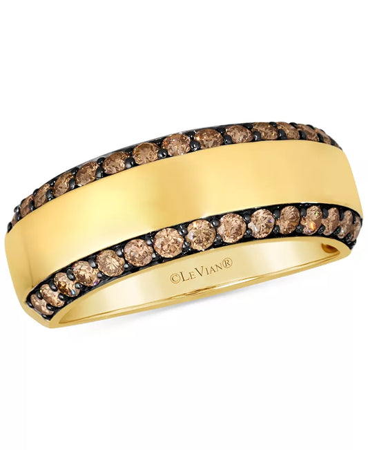 Chocolatier® Men's 14K Gold Two Row Chocolate Diamond Band (1 Ct. T.W)