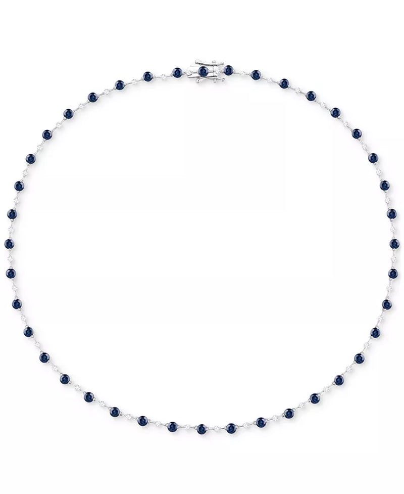 Stunning 17" 14K Gold Collar Necklace with 5-3/8 Ct. Emerald & 1-1/6 Ct. Diamond - Also Available in Ruby & Sapphire