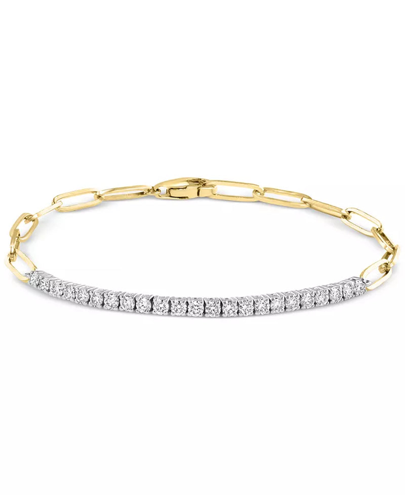 Stunning EFFY® Diamond & Paperclip Link Bracelet in 14K Two-Tone Gold - 7/8 Ct. T.W.