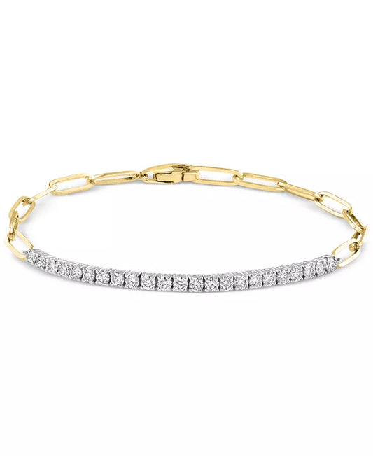Stunning EFFY® Diamond & Paperclip Link Bracelet in 14K Two-Tone Gold - 7/8 Ct. T.W.