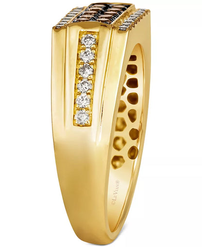 Men's Elegant 14K Gold Chocolate & Nude Diamond Cluster Ring - 1/3 Ct. T.W. & 3/8 Ct. T.W.