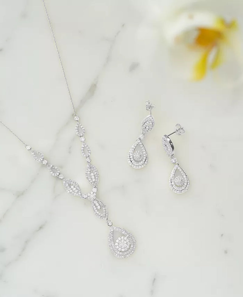 Stunning 1-1/2 Ct. T.W. Diamond Double Drop Pendant in 14K White or Yellow Gold - Exclusively for Macy's