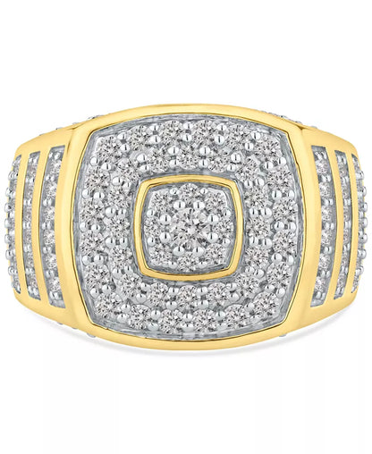 Stunning 2 Ct. T.W. Men's Diamond Multi-Cluster Statement Ring in Luxurious 10K Gold