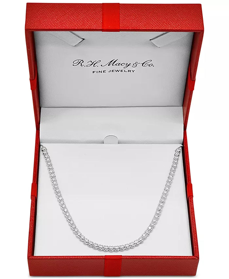 Stunning 2 Ct. T.W. Diamond Bezel Adjustable Tennis Necklace in 14K White or Yellow Gold - Exclusively for