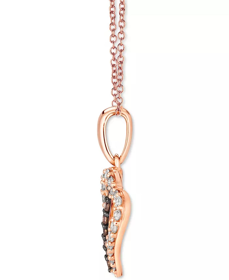 Interlocking Heart Pendant Necklace with Chocolate and Nude Diamonds in 14K Gold - 18