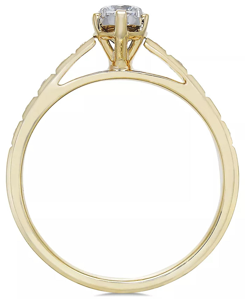 Stunning 14K Gold Marquise Diamond Engagement Ring - 3/8 Ct. T.W.