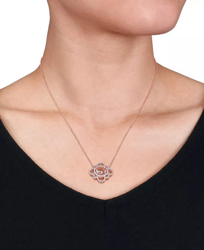 Stunning Morganite and Diamond Quatrefoil Necklace - Elegance Redefined