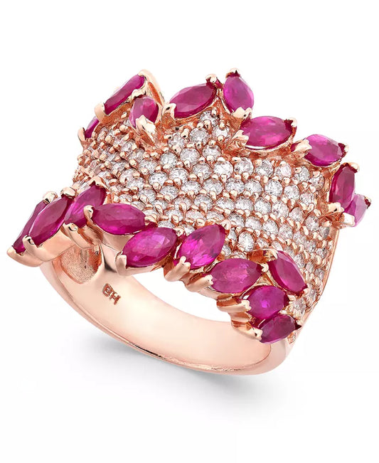 Stunning EFFY® 3.25 Ct. Ruby & 1.375 Ct. Diamond Ring in Luxurious 14K Rose Gold